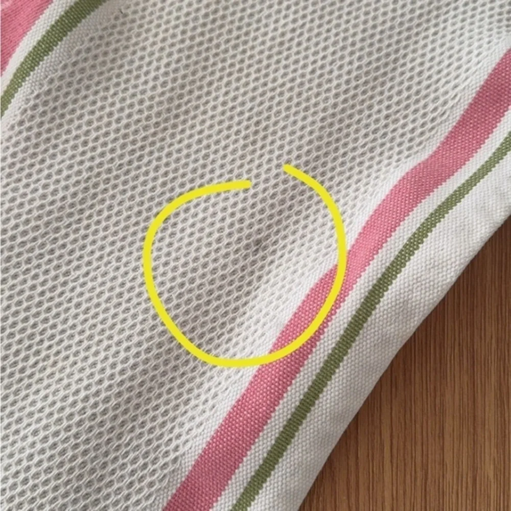 Williams Sonoma Pink‎ White Green Stripe Cotton Kitchen Towel